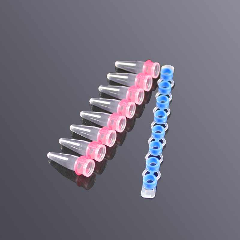 LABSELECT PST-0208-SFT-C 0.2ml平盖八排管（含软胶密封盖）,红色分离管身