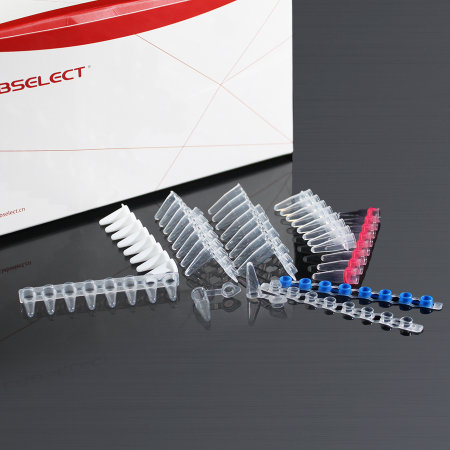 LABSELECT PST-0208-SFT-C 0.2ml平盖八排管（含软胶密封盖）,红色分离管身