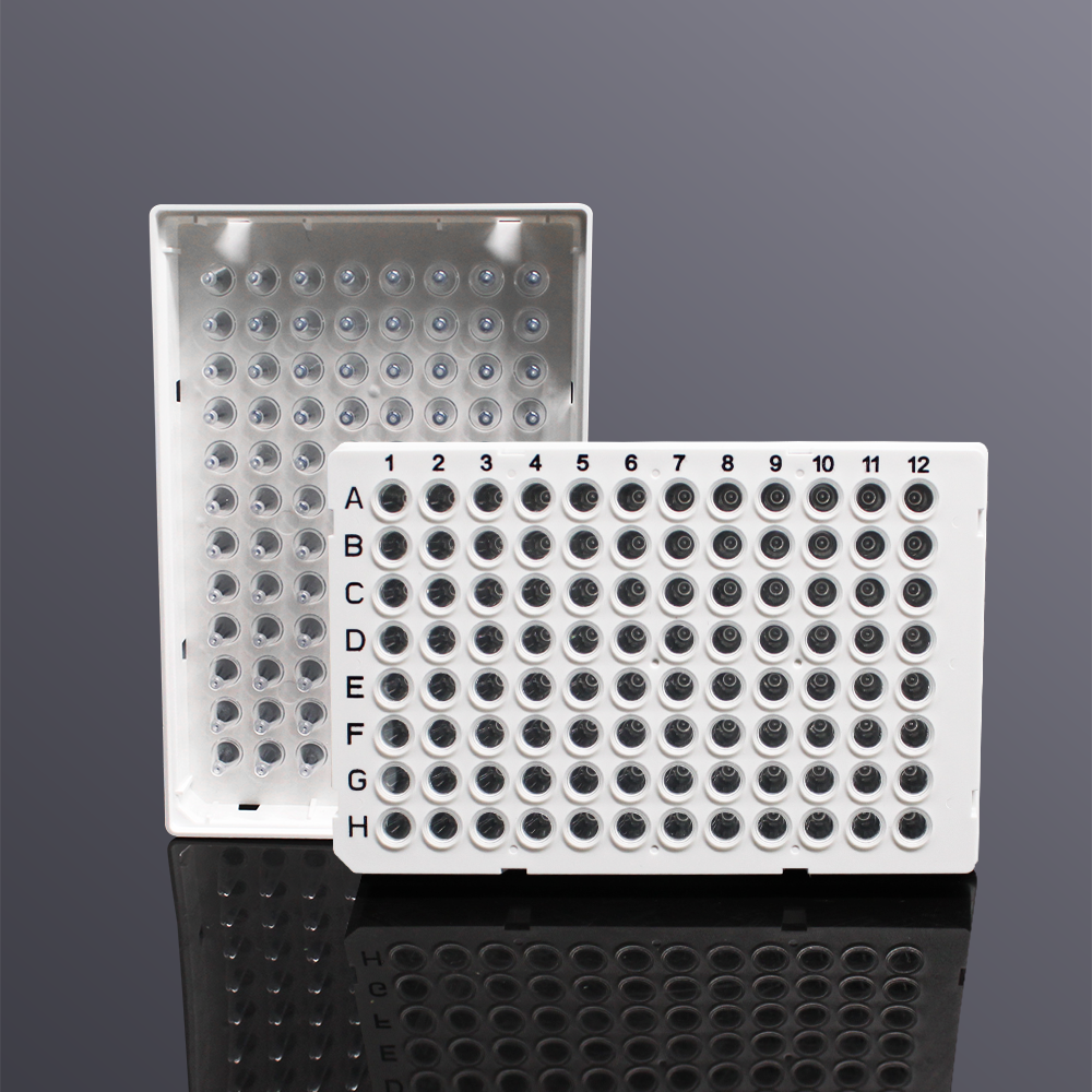 LABSELECT PP-96-FS-0100-WC 96孔100ul全裙边PCR板，H1切角，白框，透明管