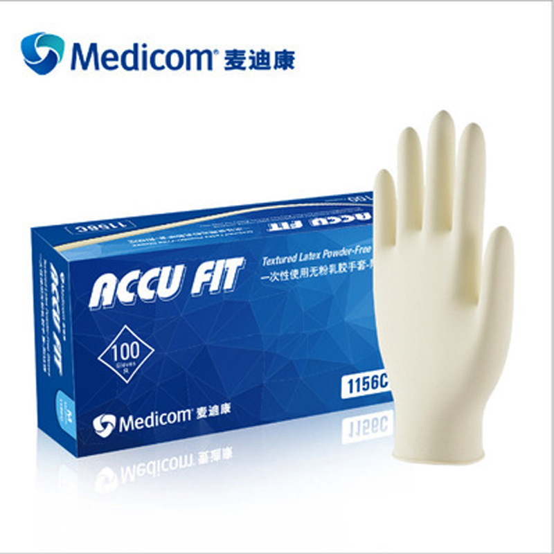 麦迪康 1156C 一次性无粉乳胶手套中号 6g（普通款）