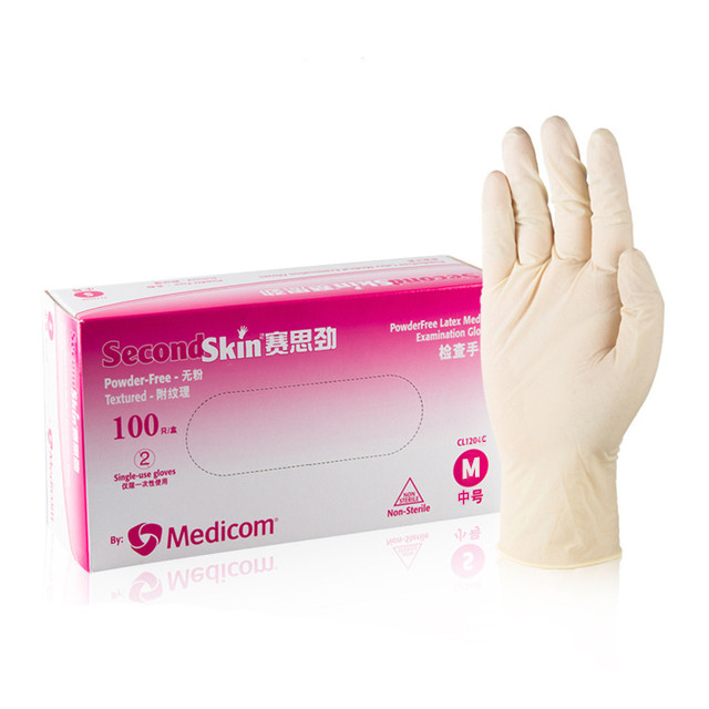 麦迪康 1204C 一次性无粉乳胶手套中号 6g