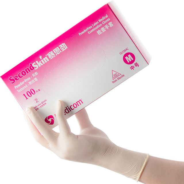 麦迪康 1204C 一次性无粉乳胶手套中号 6g